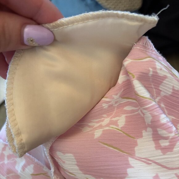 Vintage Pink Floral Crinkle Button up Blouse Size 12 - Picture 13 of 13